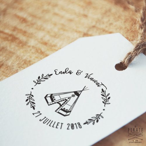 Tampon Mariage Tipi - Mariage Bohème, Vintage - La Pirate