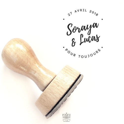 Tampon mariage personnalisé au design Vintage, à décorer de vos Prénoms et date de mariage, Pour toujours au bas de ce tampon mariage en bois