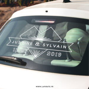 Stickers voiture mariage art déco, charleston, gatsby personnalisé, stickers véhicule mariage original - La Pirate