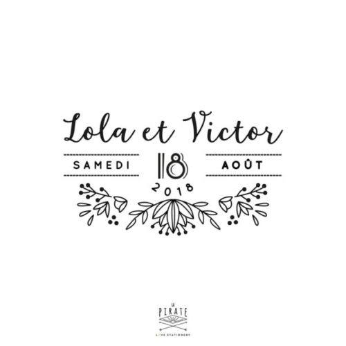 Tampon Mariage Shabby Folk personnalisé de vos prénoms et date de mariage, tampon mariage Original - La Pirate