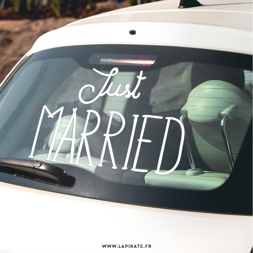 Stickers Just Married Voiture Mariage