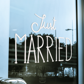 Stickers/Autocollant Vintage Just Married Pour Voiture Mariage
