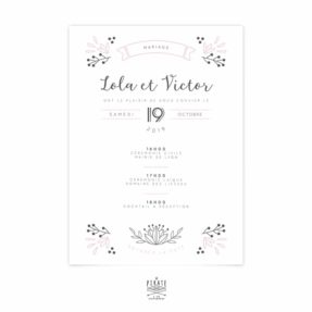 Faire-Part Mariage Shabby Folk, fleurs et couleurs poudrées - La Pirate