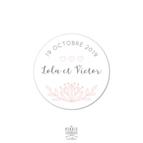 Stickers rond mariage shabby folk - Autocollant Mariage Romantique à personnaliser