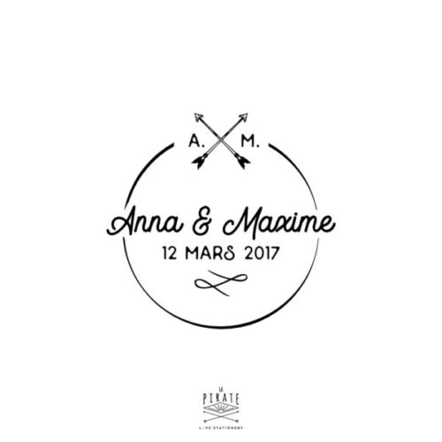 Tampon Mariage Rond Initiales personnalisé avec vos prénoms et initiales pour décorer la papeterie de votre Mariage Vintage - La Pirate