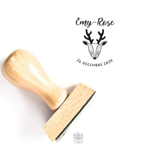 Tampon naissance biche vintage pour personnaliser vos enveloppes, faire-part naissance - Tête de Biche - La Pirate