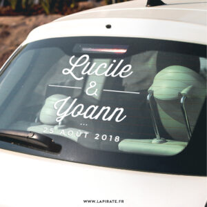 Stickers voiture mariage personnalisé simple et élégant - La Pirate