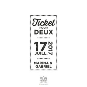 Tampon Mariage esprit ticket de fête foraine. Personnalisez ce tampon encreur pour votre mariage guinguette chic - La Pirate