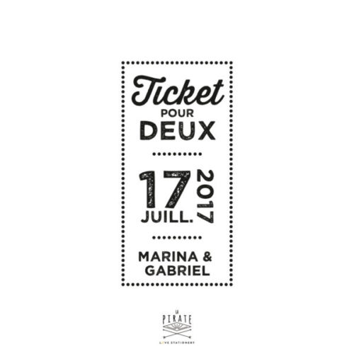 Tampon Mariage esprit ticket de fête foraine. Personnalisez ce tampon encreur pour votre mariage guinguette chic - La Pirate