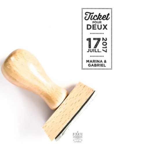 Tampon Mariage personnalisé dans l'esprit d'un ticket de fête foraine pour votre mariage guinguette chic - La Pirate