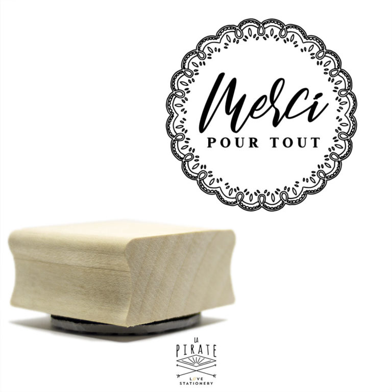 Tampon Merci mariage dentelle Kraft et dentelle • La Pirate