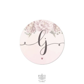 Stickers rond mariage aquarelle romantique personnalisé avec les initiales des mariés - La Pirate