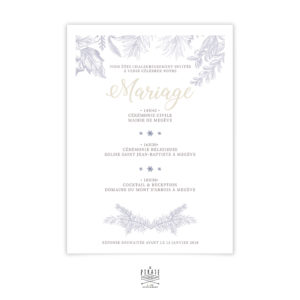 Faire-Part Mariage Hiver - flocon de neige -calligraphie - winter romance, mariage montagne, hiver - Verso - La Pirate