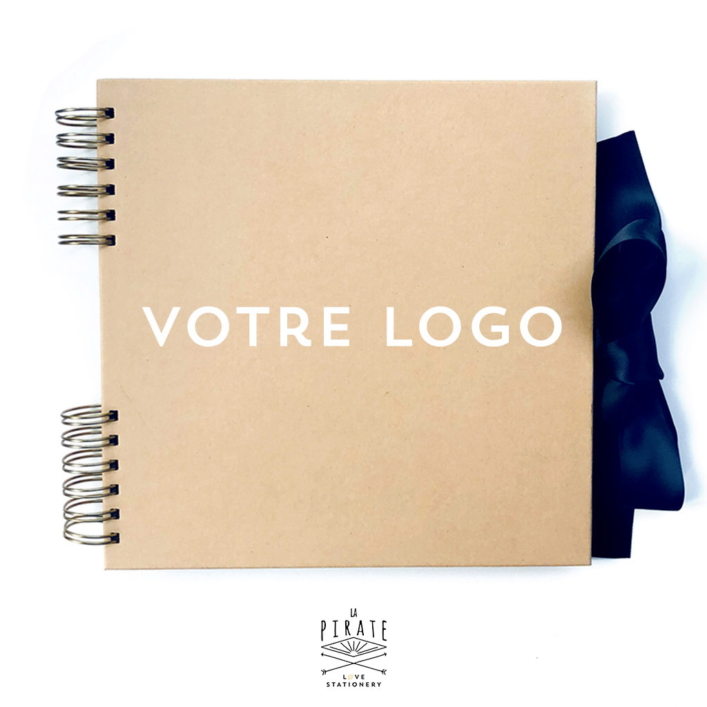 Livre d'or Kraft personnalisé avec votre logo - couleur pages et ruban au choix - La Pirate