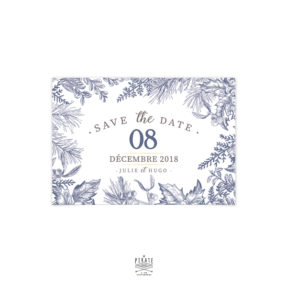 Save The Date Mariage Hiver, Flocon neige, Calligraphie, Winter - Carte Postale - Mariage thème hiver, montagne - La Pirate