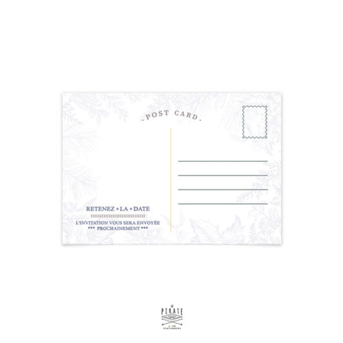 Save The Date Mariage Hiver, Flocon neige, Calligraphie, Winter - Carte Postale - Mariage thème hiver, montagne - La Pirate