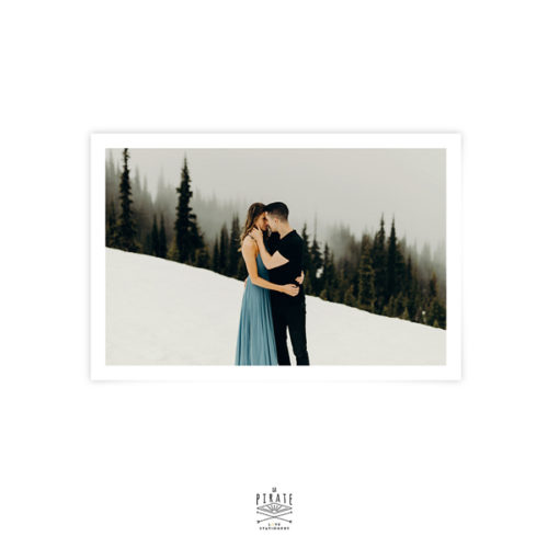Carte de remerciements mariage hiver avec photo au verso, mariage hivernal, neige, montagne