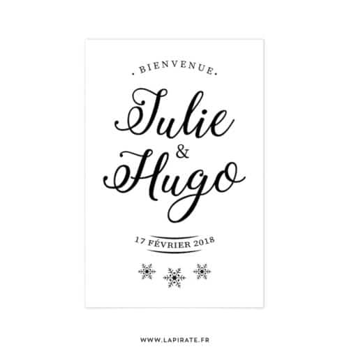 Stickers Bienvenue mariage hiver pour personnaliser votre panneau de bienvenue sur le thème de votre mariage hivernal, montagnard - La Pirate