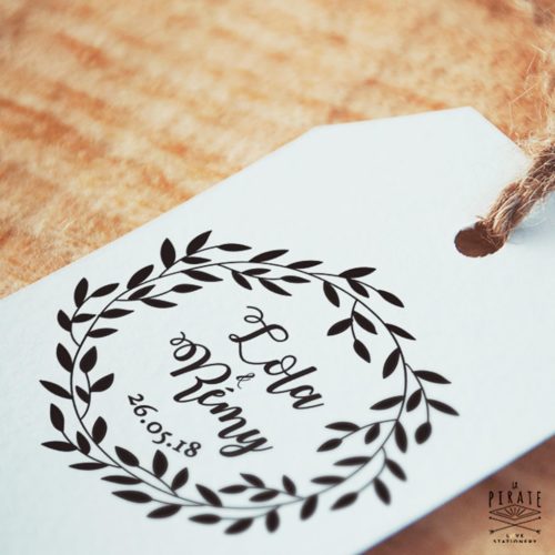 Tampon mariage champêtre, couronne de feuilles sauvages - lapirate