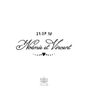 Tampon mariage coeur vintage heart etc. personnalisé avec vos prénoms et la date de votre mariage, vintage - La Pirate