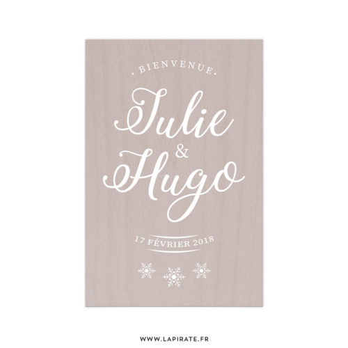 Stickers Bienvenue mariage hiver pour personnaliser votre panneau de bienvenue sur le thème de votre mariage hivernal, montagnard - La Pirate