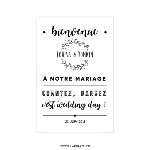 Stickers Bienvenue au mariage Champêtre - Couronne d'Olivier, provence - La Pirate