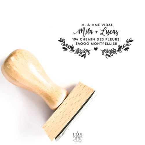 Tampon Adresse bohème, personnalisé pour apposer au dos de vos enveloppes, tampon adresse en bois bohème folk - La Pirate