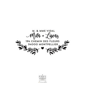 Tampon Adresse bohème, personnalisé pour apposer au dos de vos enveloppes, dans un thème bohème folk - La Pirate