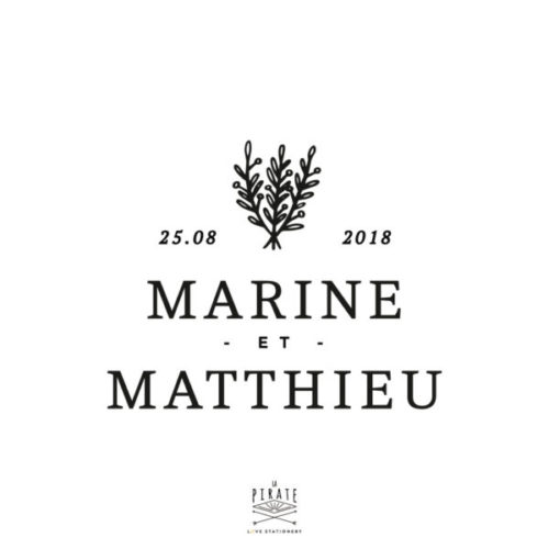 Tampon Mariage Lavande personnalisé de vos prénoms et de la date de mariage, pour votre mariage en Provence - La Pirate