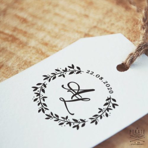 Tampon Mariage Initiales Couronne Champêtre - La Pirate