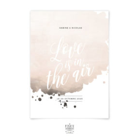 Faire-part mariage aquarelle personnalisé - Love is in the air