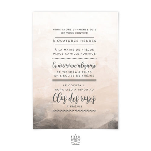 Faire-part mariage aquarelle personnalisé - Love is in the air - Programme au verso - La Pirate