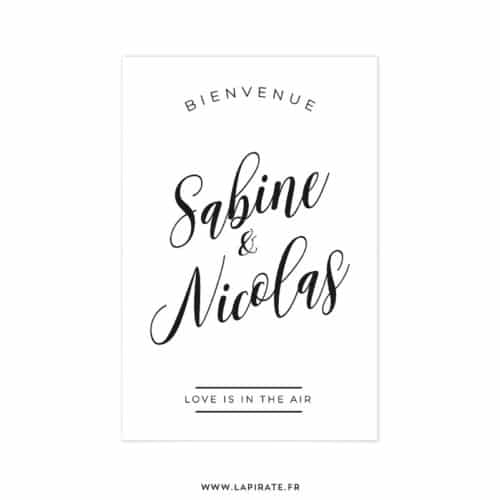 Stickers Bienvenue mariage vintage personnalisé - Love is in the air - La Pirate