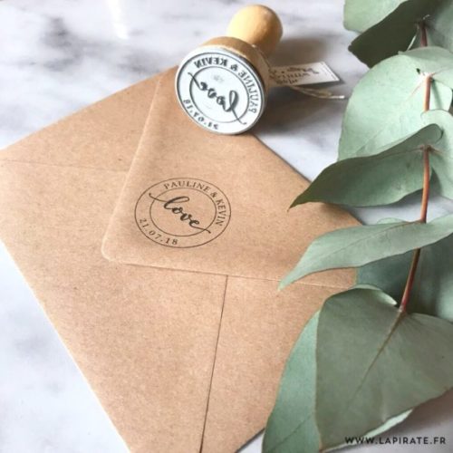 tampon mariage vintage, timbre Love - La pirate