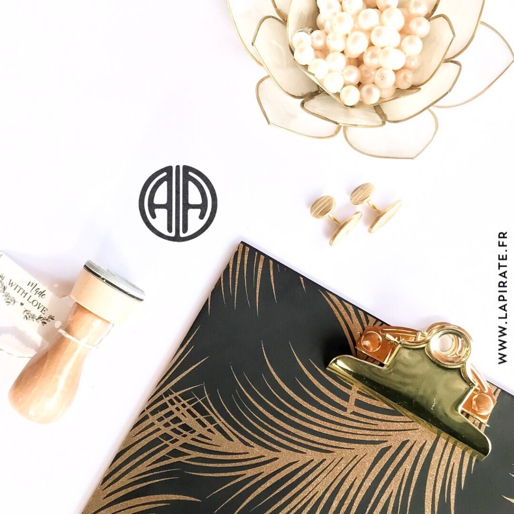 Tampon Mariage Monogramme, Initiales style Art Déco – Image 2