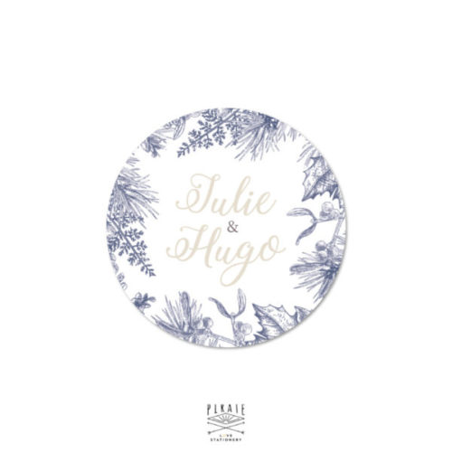 Stickers rond mariage hiver, neige, montagne - La Pirate