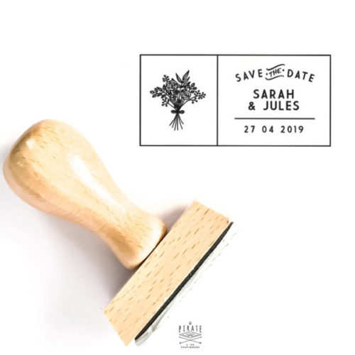 Tampon mariage bouquet de fleurs. Tampon en bois personnalisé pour votre mariage fleuri et vintage - La Pirate