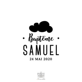 Tampon Baptême Nuage personnalisé, Tampon Baptême vintage à apposer sur votre papeterie et déco de baptême - La Pirate