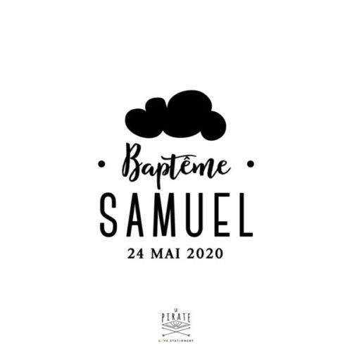 Tampon Baptême Nuage personnalisé, Tampon Baptême vintage à apposer sur votre papeterie et déco de baptême - La Pirate
