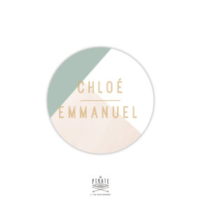 Stickers rond mariage graphique personnalisé de vos prénoms, pour parfaire la papeterie, cadeaux invités de votre mariage vintage, mariage élégant - La Pirate