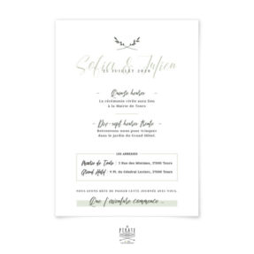 Faire-part mariage végétal à personnaliser pour votre mariage minimaliste, thème kinfolk.