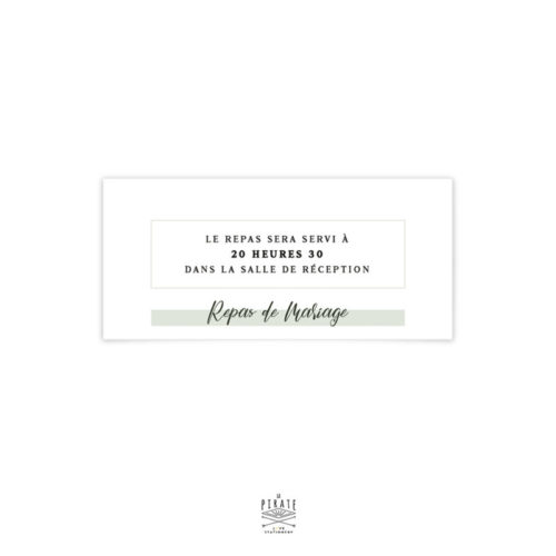 Carton d'invitation repas mariage végétal assorti à votre thème de mariage épuré et minimaliste, dans l'esprit kinfolk