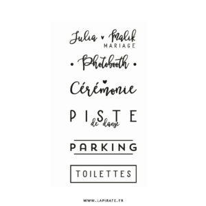 Lot de 6 stickers panneau directionnel pour créer un décor unique et original lors de votre mariage vintage