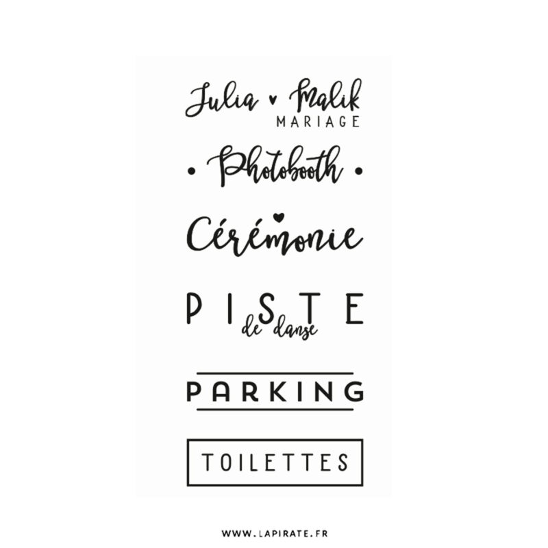 Lot de 6 stickers panneau directionnel pour créer un décor unique et original lors de votre mariage vintage