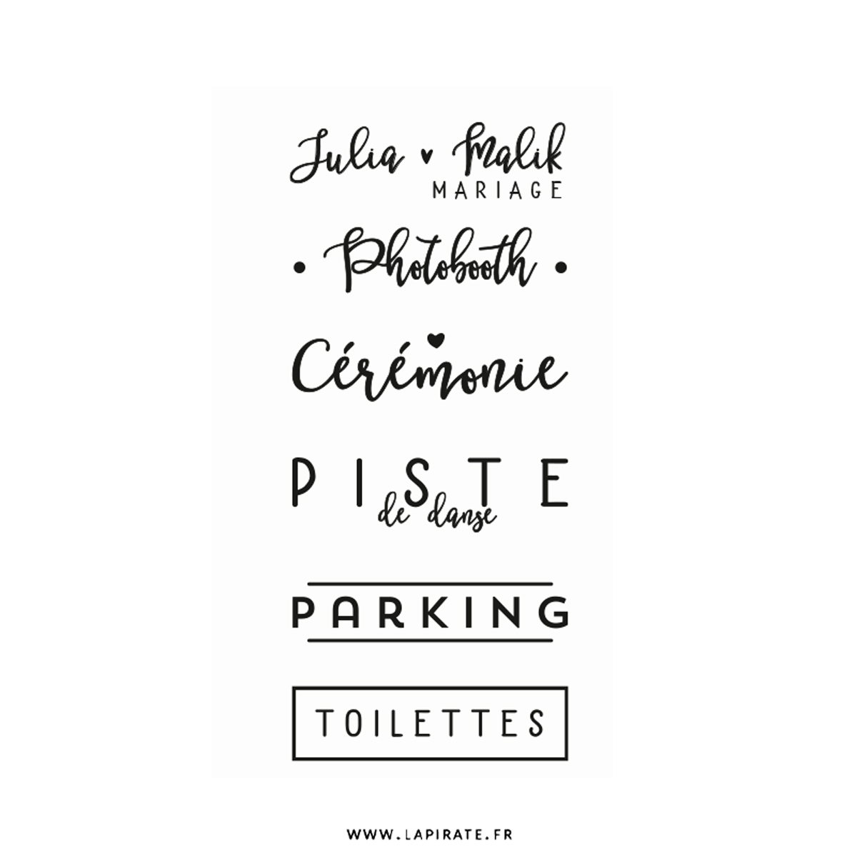 Lot de 6 stickers panneau directionnel pour créer un décor unique et original lors de votre mariage vintage