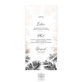 Menu mariage Pampa, à personnaliser pour votre mariage bohème. Motif herbes de la Pampa séchées - La pirate