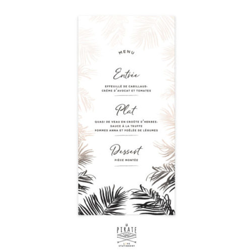 Menu mariage Pampa, à personnaliser pour votre mariage bohème. Motif herbes de la Pampa séchées - La pirate