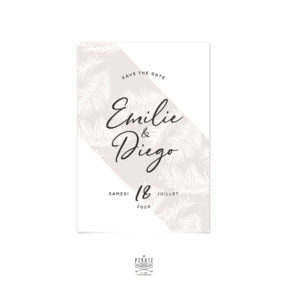 Save the date mariage Pampa personnalisé pour votre mariage bohème, motif herbe de la pampa ton sur ton, thème naturel et sauvage - La Pirate