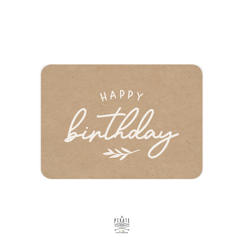 Carte Happy birthday, kraft & blanc - Carte anniversaire Happy