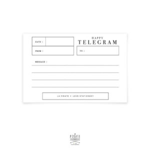 Carte à message, Happy Telegram avec emplacement pour écrire un petit message au verso - La Pirate